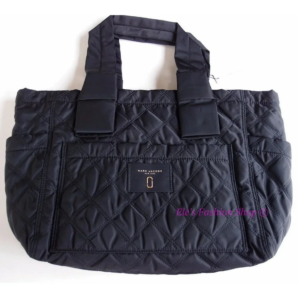 ❤️ NWT Marc Jacobs Quilted Pretty Nylon ElizA Baby Bag Diaper Bag Tote BLACK